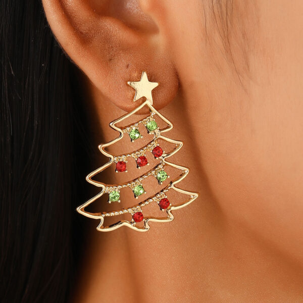 Christmas Earrings With Christmas Tree Colorful Zircon Christmas Tree Earrings  For Women Personality Earrings Party Jewelry Christmas Gift - Image 4