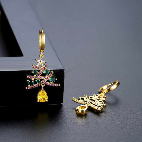 New Christmas Tree Earrings With Colorful Rhinestones Fashion Personality Shining Earrings Gift For Women Jewelry - Image 5