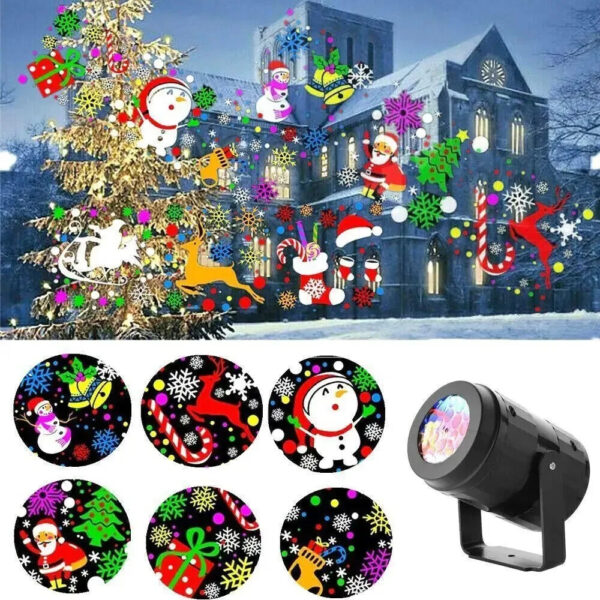 Christmas Party Lights Snowflake Projector Light Led Stage Light Rotating Xmas Pattern Outdoor Holiday Lighting Garden Christmas Decor - Image 2