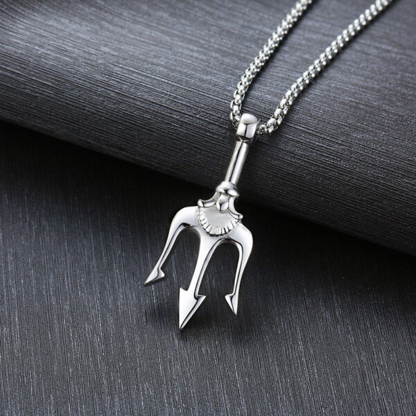 Neptune's Trident Necklace Retro Mythical Sea King Poseidon Trident Harpoon Pendant Necklace Men's Fashion Trend Cool Jewelry - Image 3