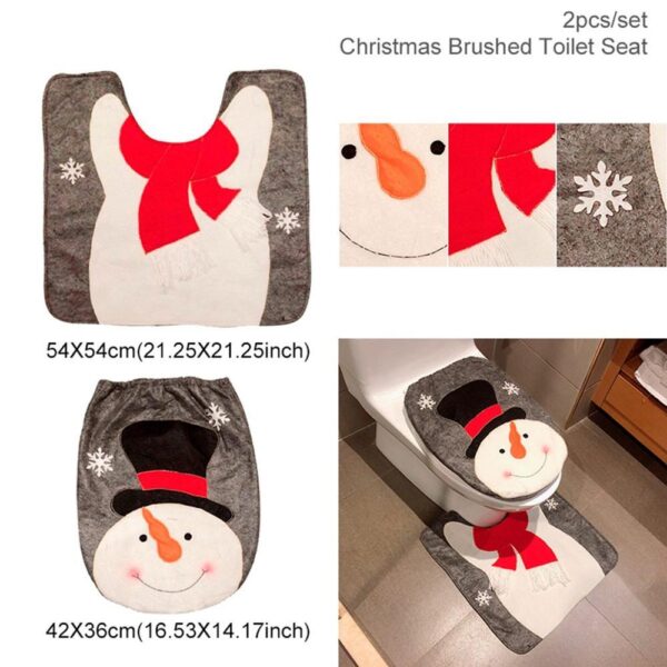 Merry Christmas Bathroom Curtain Santa Claus Toilet Seat Christmas Decorations - Image 8