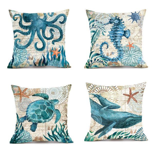 Cushion Covers Sea Turtle Printed Throw Pillow Cases For Home Decor Sofa Chair Seat - Image 3