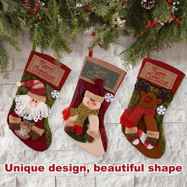 Christmas Stocking Socks Snowman Santa Elk Xmas Fireplace Xmas Tree Ornaments New Year Candy Bag Gift Christmas Decor - Image 5