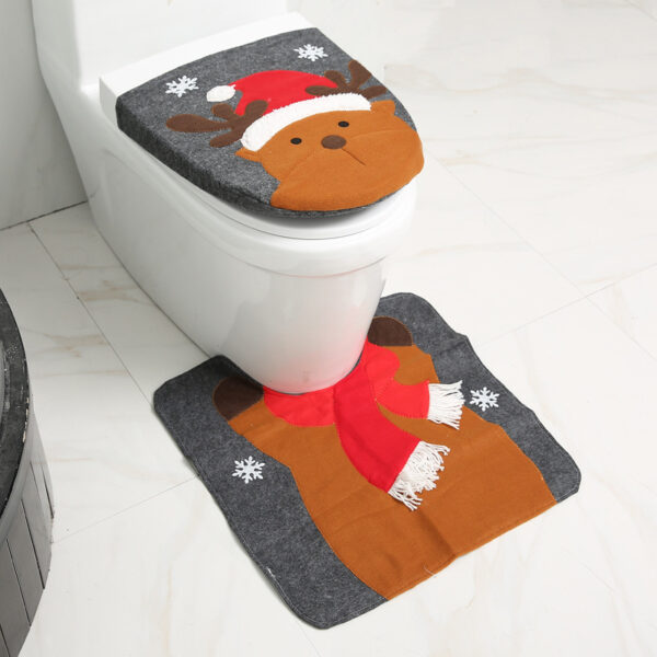 Merry Christmas Bathroom Curtain Santa Claus Toilet Seat Christmas Decorations - Image 2