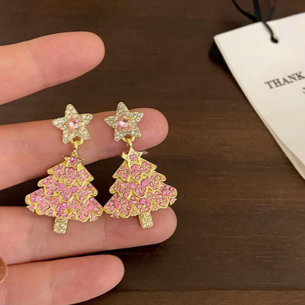 New Design Sweet Christmas Tree Earrings For Women Light Luxury Sparkling Zircon Dangle Earring Xmas Holiday Party Jewelry - Image 4