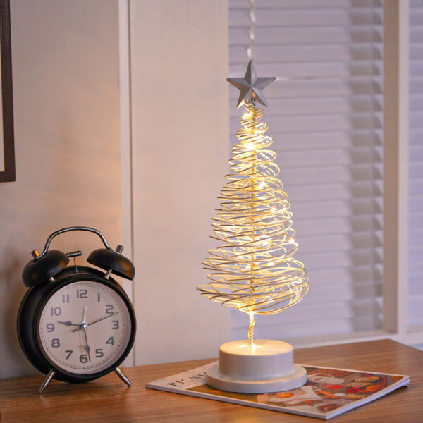 LED Christmas Tree Spiral Light Table Ornament Wrought Iron Xmas Tree Bedroom Desk Lamp Christmas Atmosphere Night Light Decor - Image 7