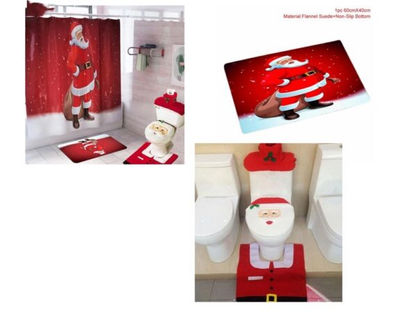 Merry Christmas Bathroom Curtain Santa Claus Toilet Seat Christmas Decorations - Image 6