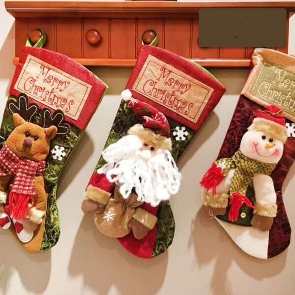 Christmas Stocking Socks Snowman Santa Elk Xmas Fireplace Xmas Tree Ornaments New Year Candy Bag Gift Christmas Decor - Image 4