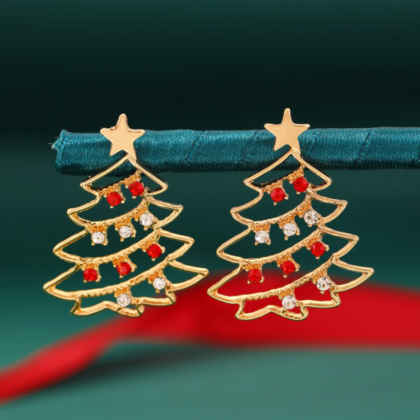 Christmas Earrings With Christmas Tree Colorful Zircon Christmas Tree Earrings  For Women Personality Earrings Party Jewelry Christmas Gift - Image 2