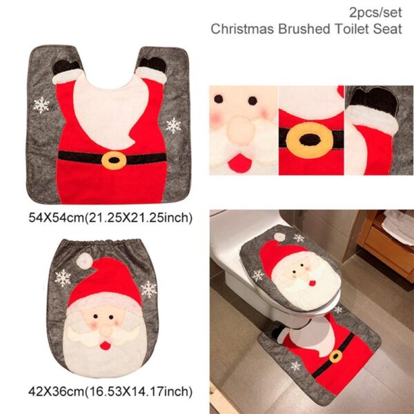 Merry Christmas Bathroom Curtain Santa Claus Toilet Seat Christmas Decorations - Image 3