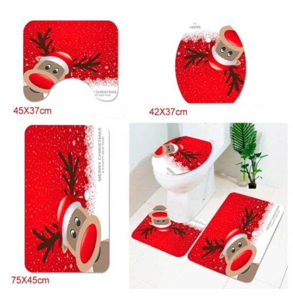 Merry Christmas Bathroom Curtain Santa Claus Toilet Seat Christmas Decorations - Image 4