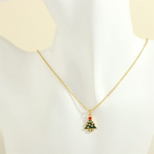 Christmas Tree Santa Claus Elk Snowman Oil-drop Necklace With Colored Rhinestones Ins Festival Clavicle Chain Necklace For Women Jewelry - Image 5