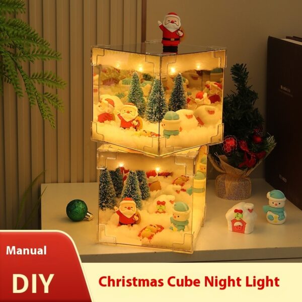 Christmas DIY Decorations Mirror And LED Cube Lamp 3D Santa Claus Snowman Tree Christmas Lights DIY Material Kit For Xmas Decor - Image 7