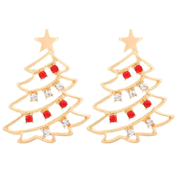 Christmas Earrings With Christmas Tree Colorful Zircon Christmas Tree Earrings  For Women Personality Earrings Party Jewelry Christmas Gift - Image 7