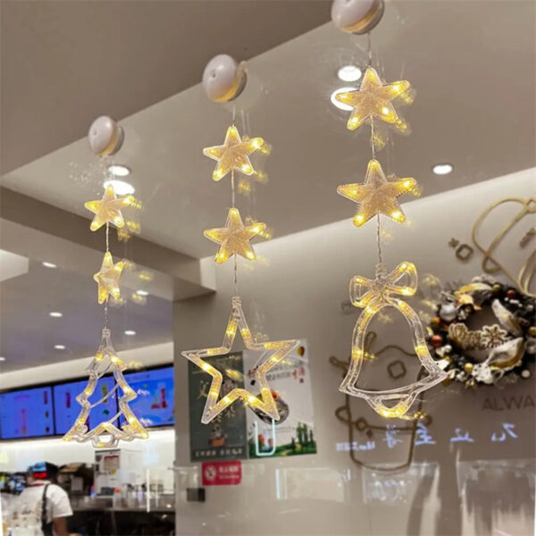 Christmas 3pcs LED Light Star Xmas Tree Hanging Sucker Lamp Window Ornaments Decoration For Home Xmas Navidad New Year Decor Christmas Decorations - Image 6