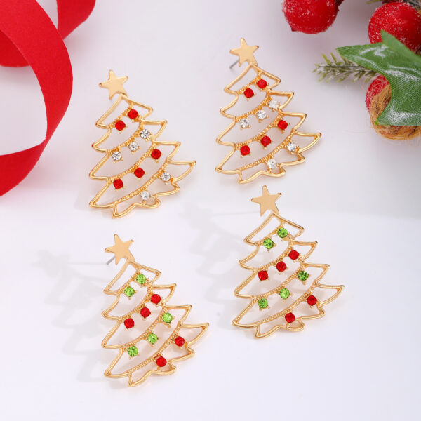 Christmas Earrings With Christmas Tree Colorful Zircon Christmas Tree Earrings  For Women Personality Earrings Party Jewelry Christmas Gift - Image 5